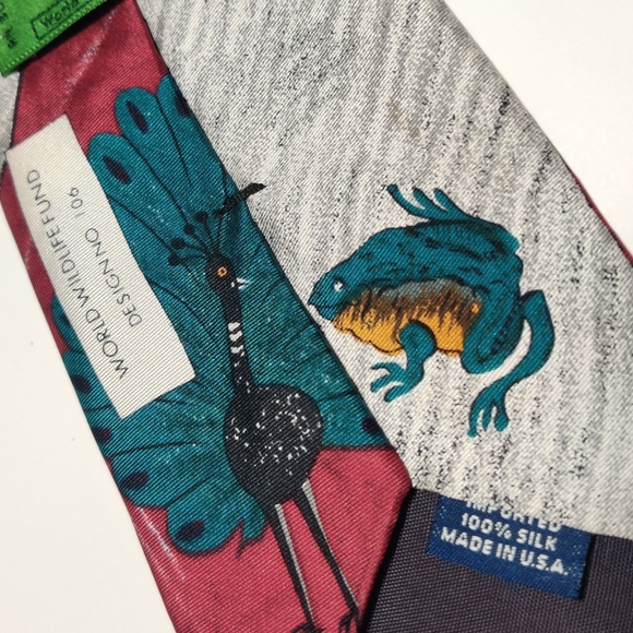 1991 Vintage World Wildlife Fund WWF design #106  Animal Print Silk Tie - Picture 5 of 8